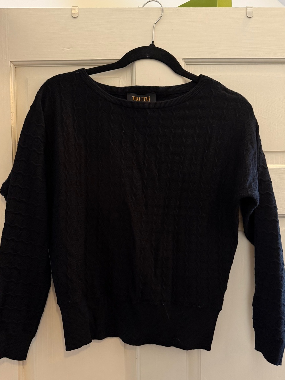 Truth Black Cable Stitch Crewneck Sweater